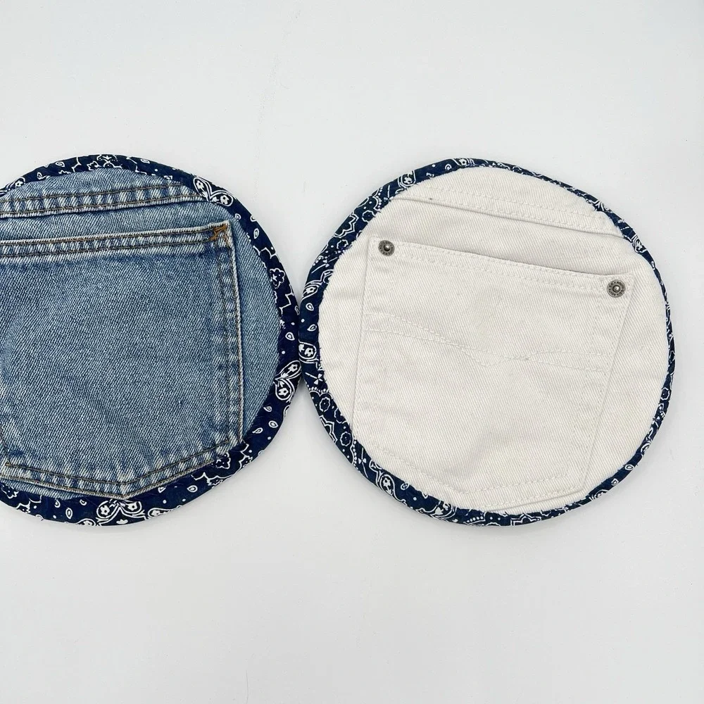Vintage Handmade Kitchen, hot pads Western Cowboy Print Jean Pockets 8.5